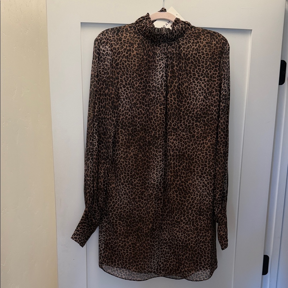 FRAME Leopard Print Long Sleeve Blouse